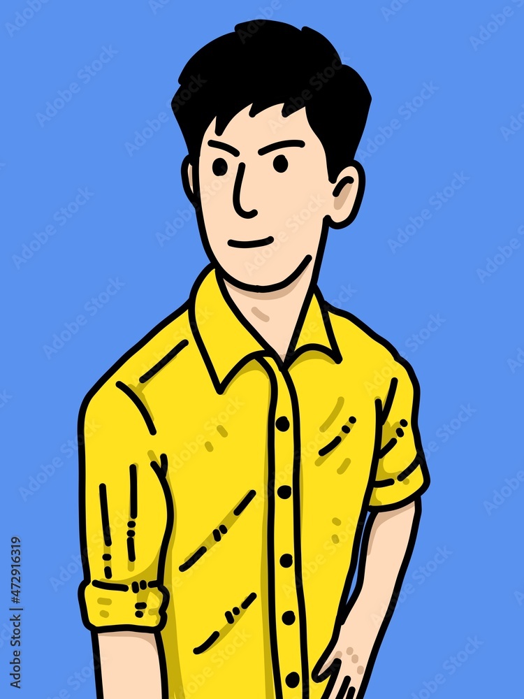 cute man cartoon on blue background