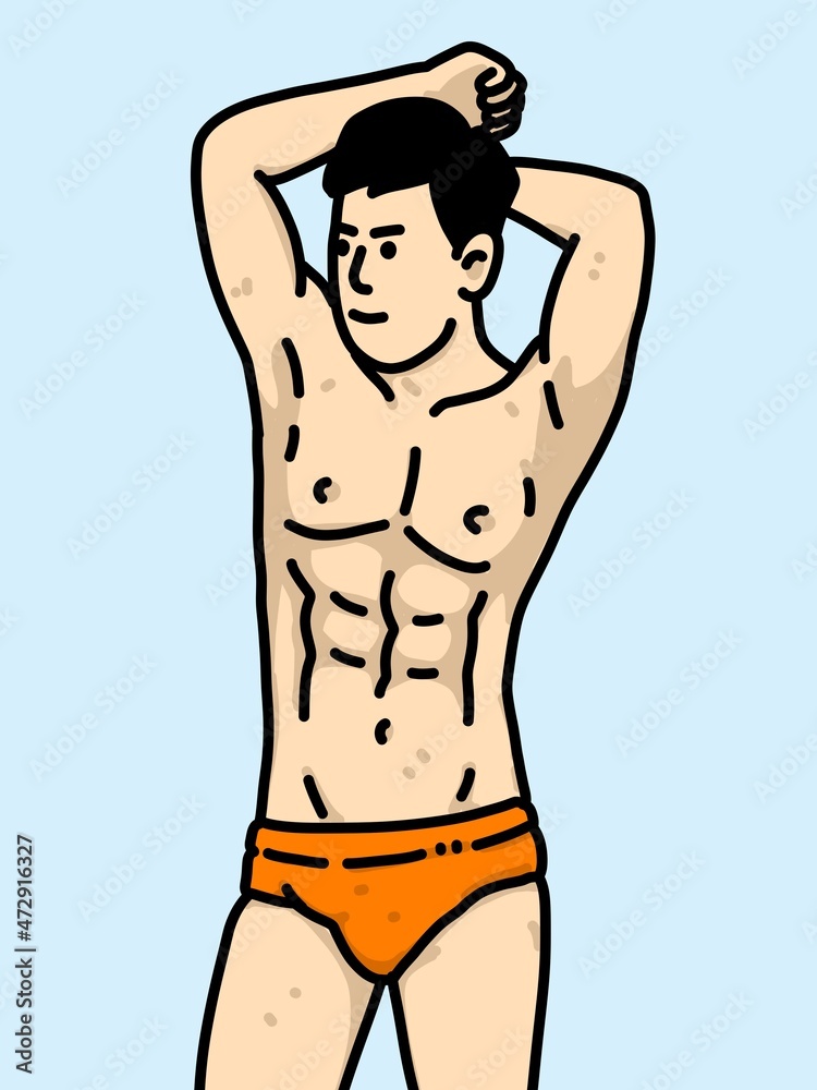 Fototapeta premium cute man cartoon on blue background