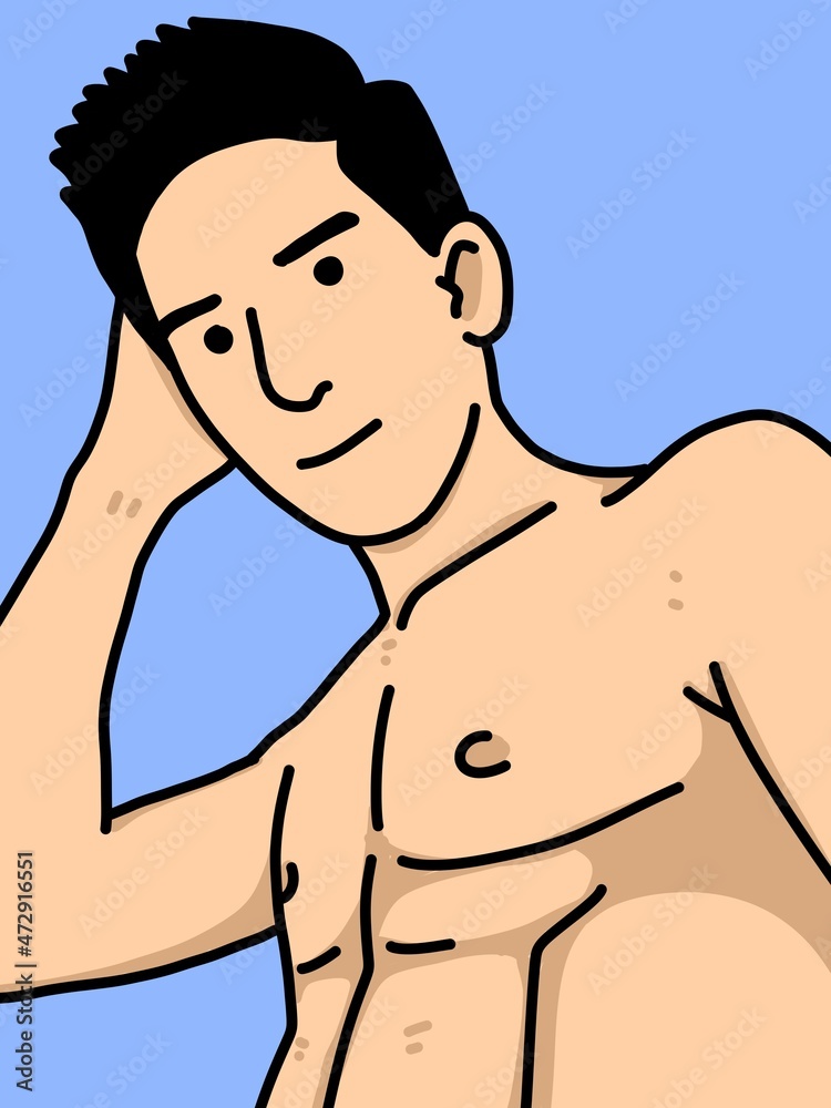 Fototapeta premium cute man cartoon on blue background