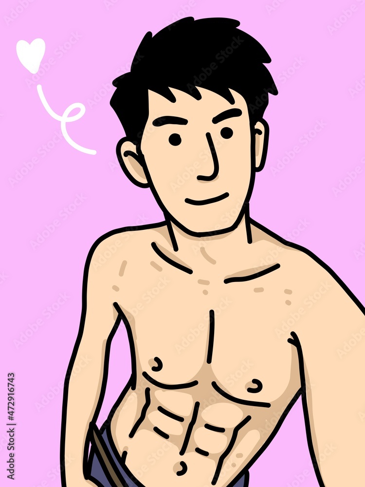 Fototapeta premium cute man cartoon on purple background