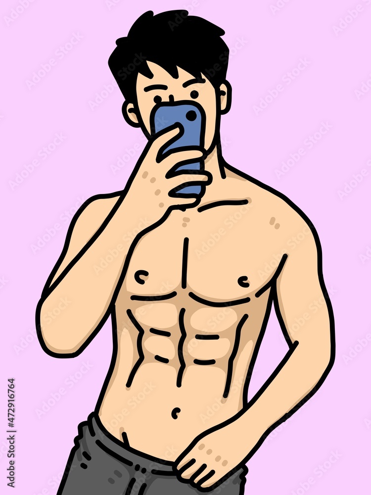Fototapeta premium cute man cartoon on purple background