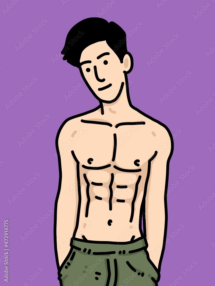 Fototapeta premium cute man cartoon on purple background