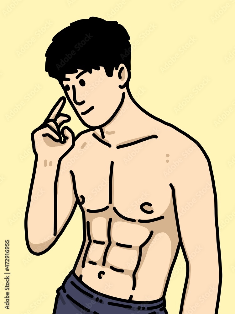 Fototapeta premium cute man cartoon on yellow background