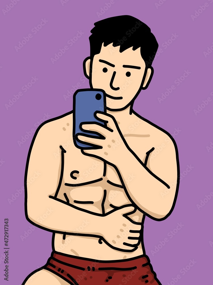 Fototapeta premium cute man cartoon on purple background