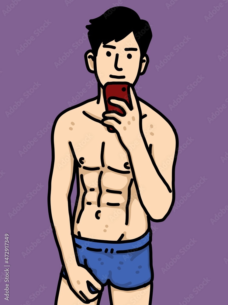 Fototapeta premium cute man cartoon on purple background