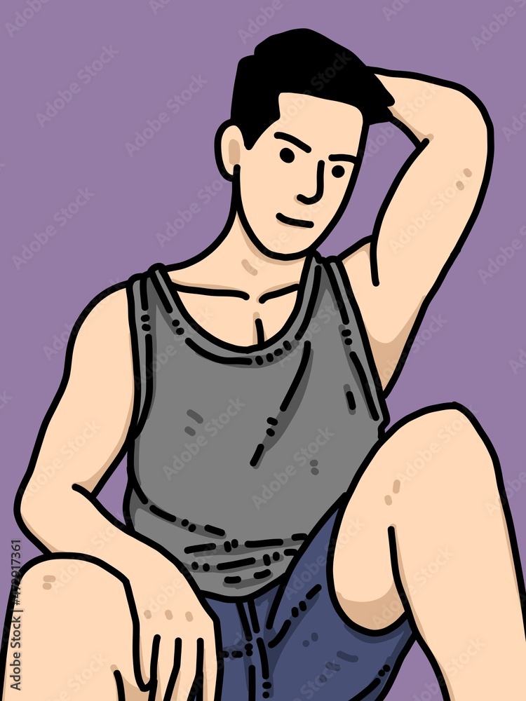 cute man cartoon on purple background cute man cartoon on purple background