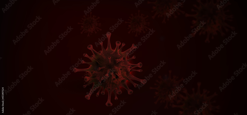 covid-19. Dark red background as dangerous flu strain cases as pandemic influenza. 3d rendering background. covid-19. Dark red background as dangerous flu strain cases as pandemic influenza. 3d rendering background.
