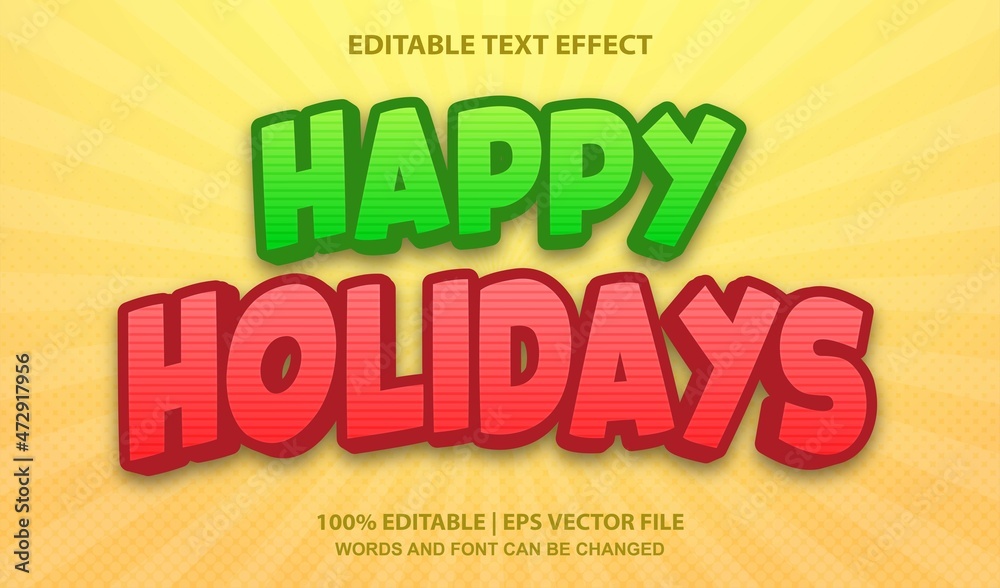 Happy Holidays Editable Text Effect Vector Style