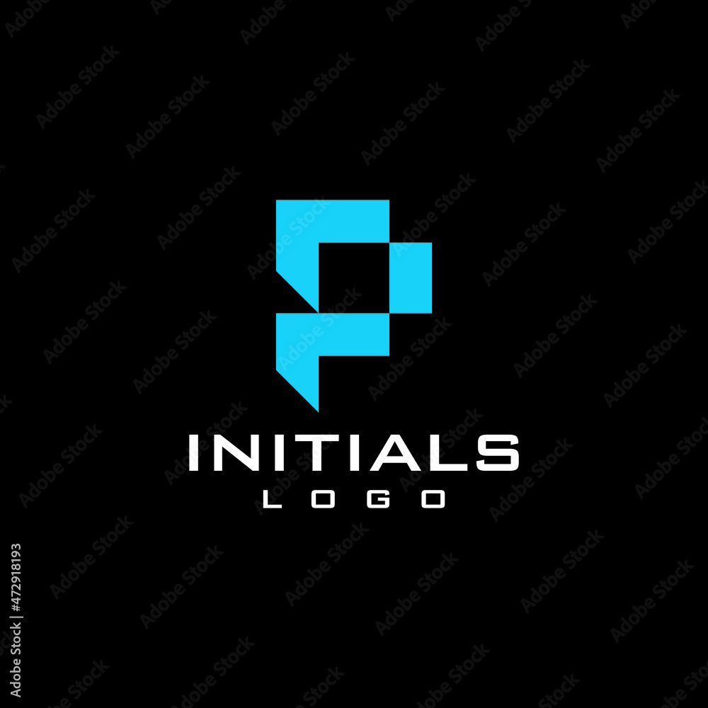 Initials letter PF logo design vector, modern monogram tech logotype graphic Initials letter PF logo design vector, modern monogram tech logotype graphic