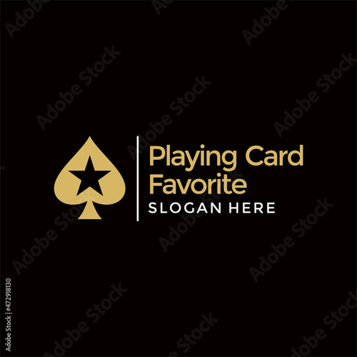 Ace of spades with star logo design template vector