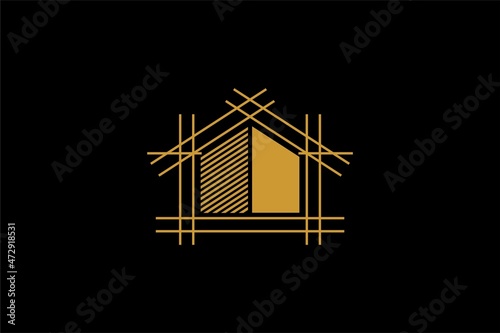 Design and build home logo design vector. Contractors design and build real estate symbols.