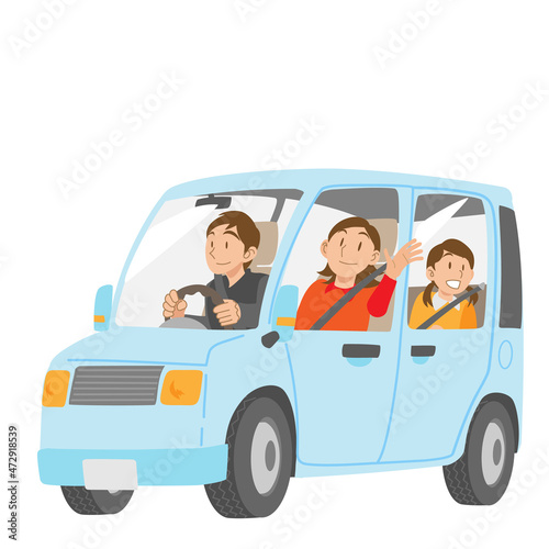 車でドライブする家族 © MASAGAMI