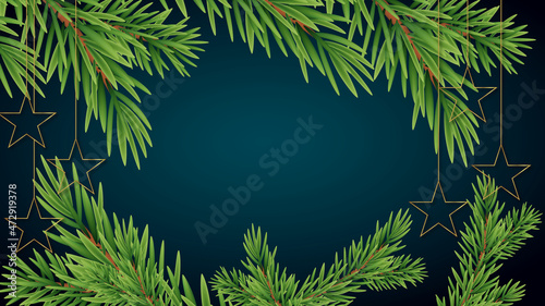 frame with trees on Christmas day background with free space