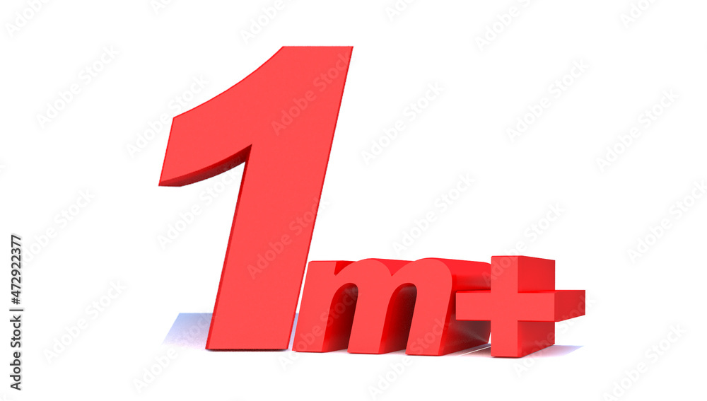 1M or 1 million followers thank you 3d word on white background 1M or 1 million followers thank you 3d word on white background