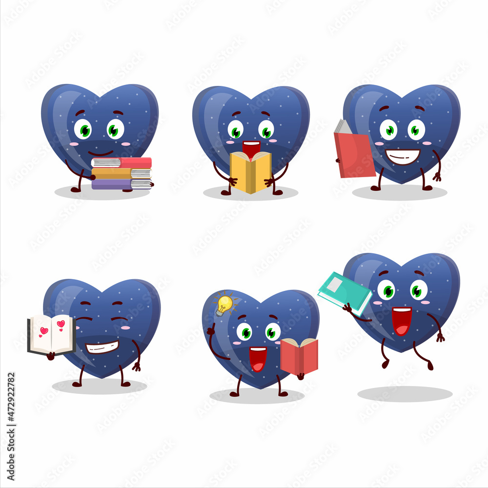 A picture of blue love gummy candy cartoon character concept reading an amusing book A picture of blue love gummy candy cartoon character concept reading an amusing book