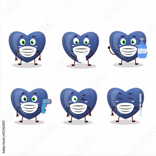 A picture of blue love gummy candy cartoon design style keep staying healthy during a pandemic