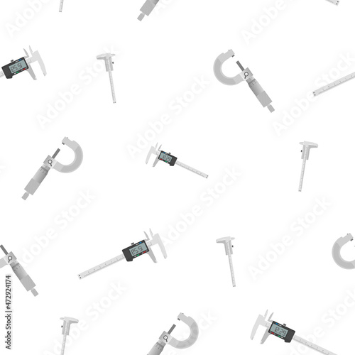 Pattern of flat just a vernier caliper and micrometer smooth, digital vernier caliper. Easy color design. On a white background. Tools for any specialist. Flat vector illustration.