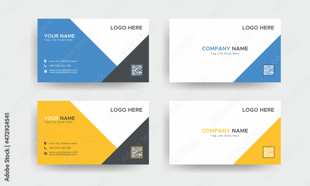 Double-sided two colour luxury business card design template.