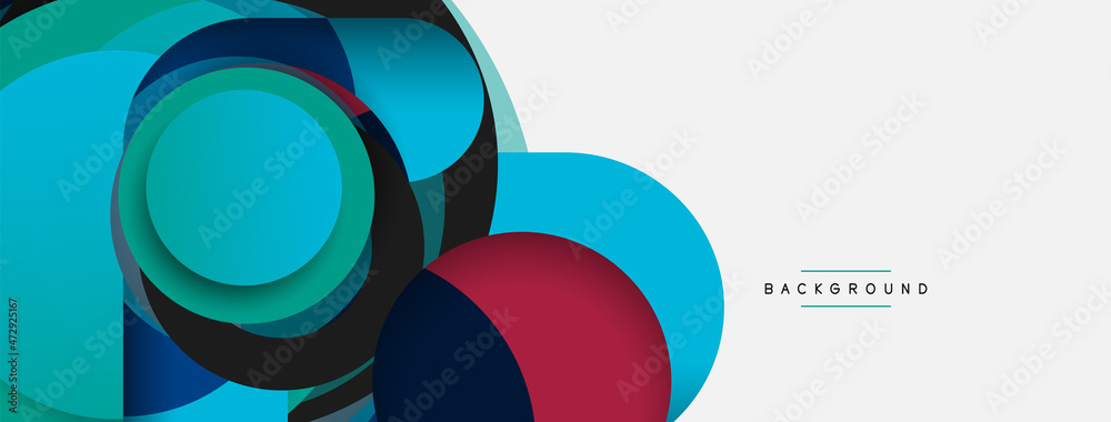 Creative geometric wallpaper. Minimal abstract background. Circles composition vector illustration for wallpaper banner background or landing page Creative geometric wallpaper. Minimal abstract background. Circles composition vector illustration for wallpaper banner background or landing page