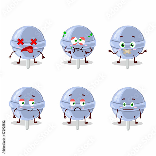 Sweet blueberry lolipop cartoon character with nope expression