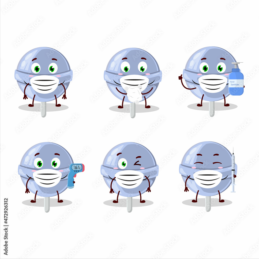 A picture of sweet blueberry lolipop cartoon design style keep staying healthy during a pandemic