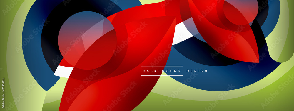 Abstract background with color geometric shapes. Beautiful minimal backdrop with round shapes circles and lines. Geometrical design. Vector illustration Abstract background with color geometric shapes. Beautiful minimal backdrop with round shapes circles and lines. Geometrical design. Vector illustration