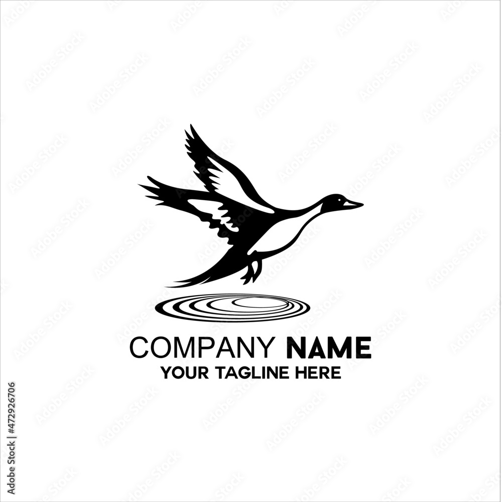 Fototapeta premium flying swan silhouette logo illustration