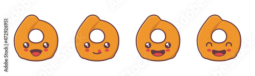 cute cartoon mascot Taralli. italian traditional snacks vector illustration, with different facial expressions