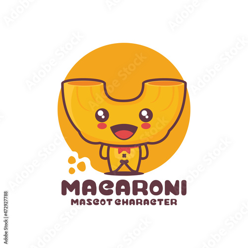cute macaroni cartoon mascot vector illustration, suitable for, logos, prints, labels, stickers