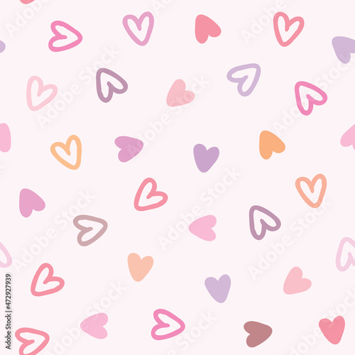 Seamless Pattern of Heart Design on Light Pink Background