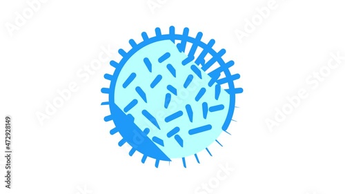 Pathogen Virus Disease color icon animation. Pathogen Bacteria And Protozoa Malaria, Mold On Bread And Vibrio Cholerae photo