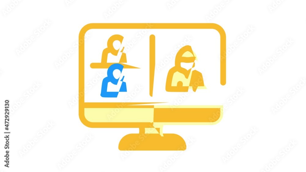 Online Education Learning Lesson color icon animation. Internet Library Books And Video, Chemistry And Mathematics Education