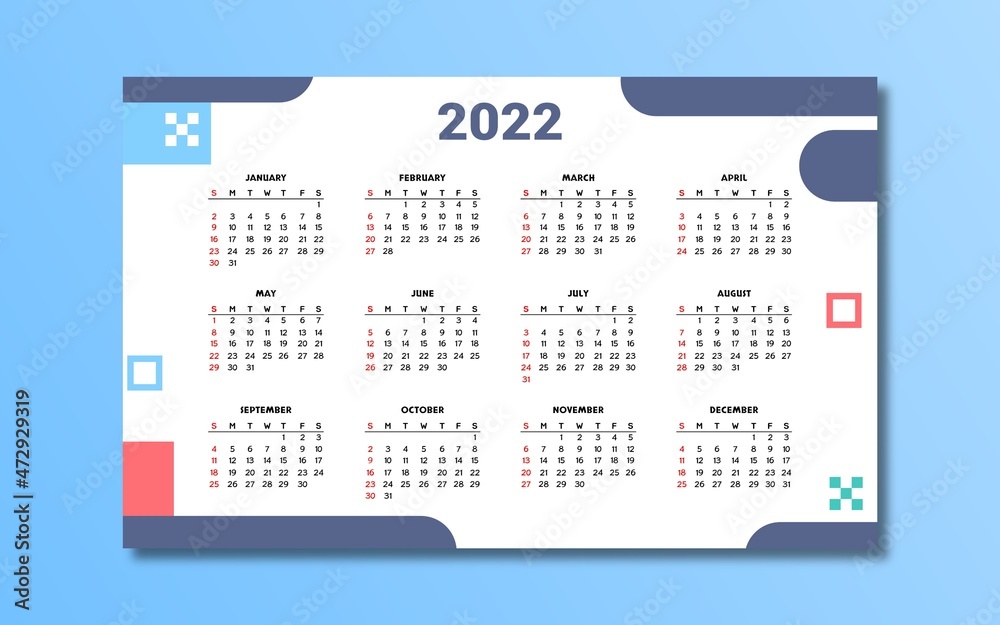 Modern 2022 calendar template design Modern 2022 calendar template design