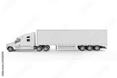 Big Truck Trailer on white background mockup
