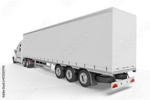 Big Truck Trailer on white background mockup
