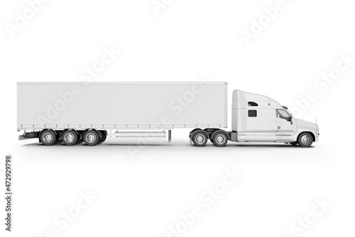 Big Truck Trailer on white background mockup