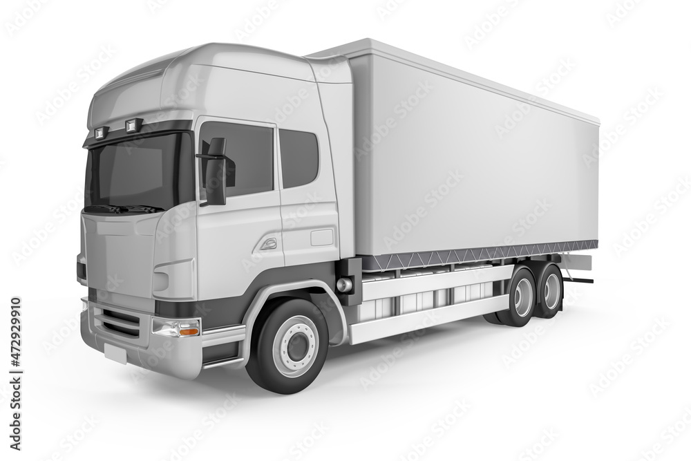 Big Truck Trailer on white background mockup