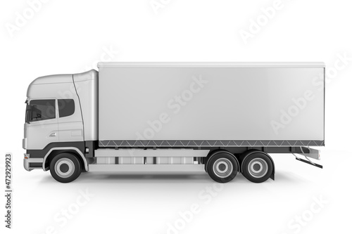 Big Truck Trailer on white background mockup