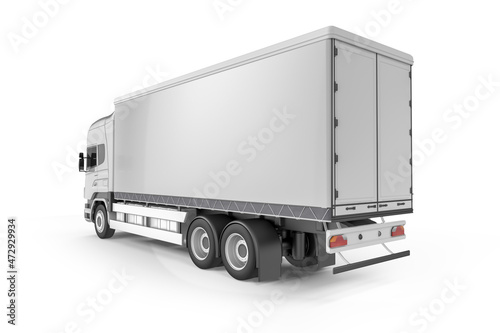 Big Truck Trailer on white background mockup