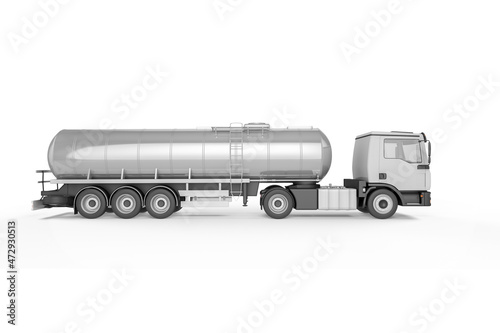Big Tanker Truck on white background mockup