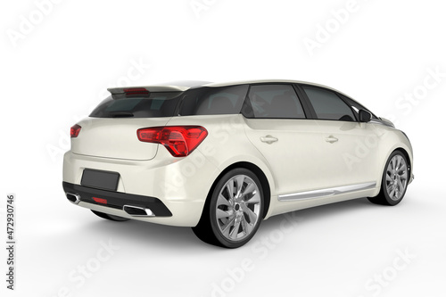 White car on white background mockup