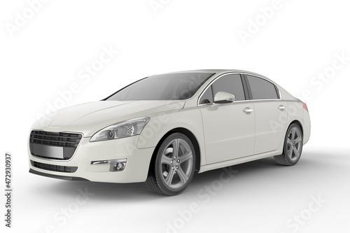 White car on white background mockup