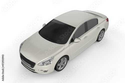 White car on white background mockup