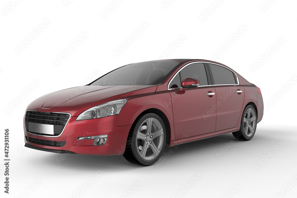 Fototapeta premium Red car on white background mockup