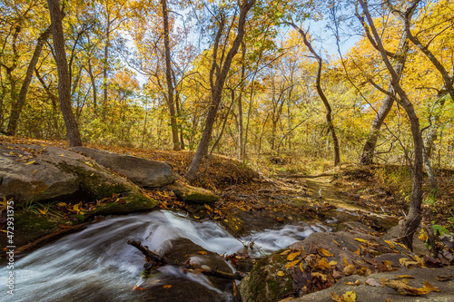 Fototapeta Naklejka Na Ścianę i Meble -  Fall color of the nature trail in Chickasaw National Recreation Area