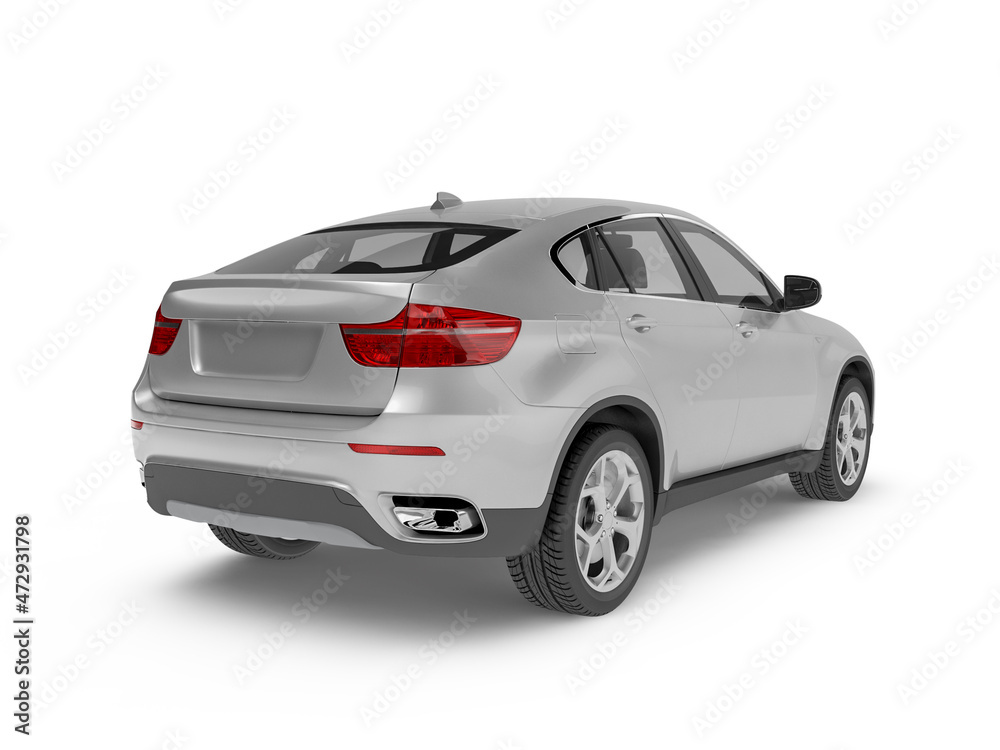 Fototapeta premium White Suv car on white background mockup