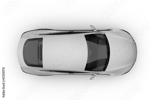 Top view car on white background mockup