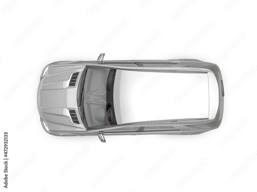 Fototapeta premium Silver Suv car on white background mock up
