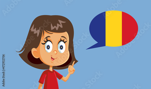Little Girl Speaking Romanian Vector Illustration
