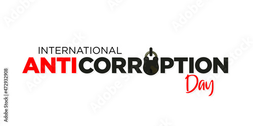 Conceptual Typography of International Anti Corruption Day. Illustration of Antique Lock of Jail.